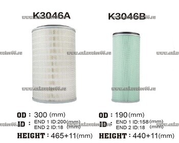 K3046AB(WG9112190001-1/1109N12-020+1109N12-030) Фильтр воздушный - exkavator66.ru - Екатеринбург