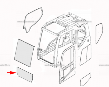 903-00074A / 500119-00209 / K1044011 Стекло лобовое нижнее (Гнутый триплекс) - exkavator66.ru - Екатеринбург