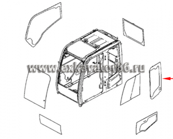 4651657 Стекло кабины левое за дверью с отв. - exkavator66.ru - Екатеринбург